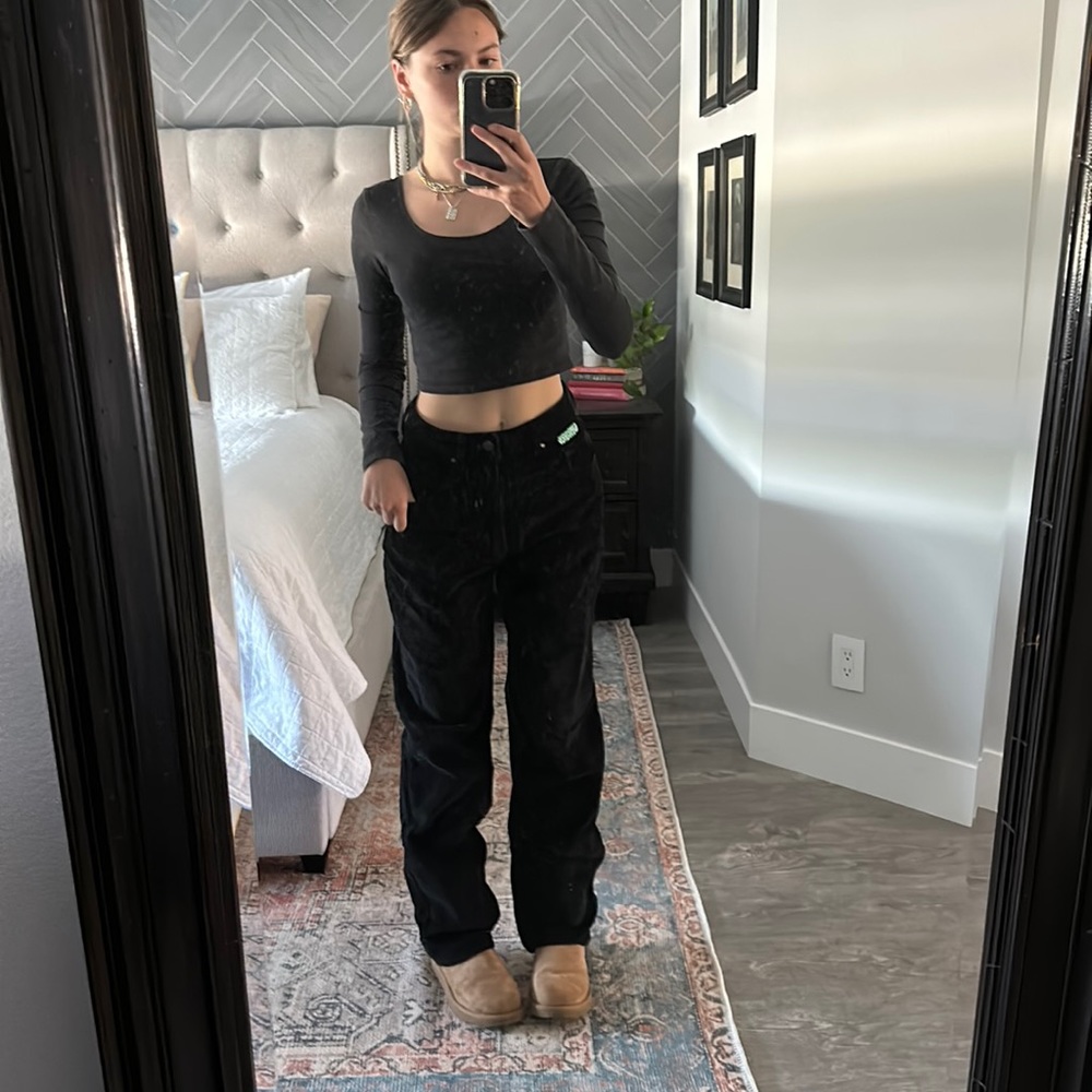 EMPYRE black corduroy wide loose fit